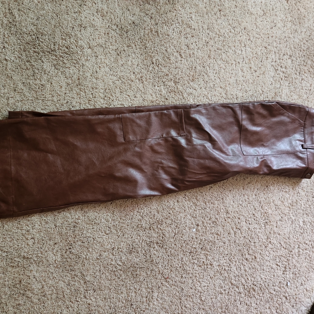 FTF plus size Pleather Brown Pants